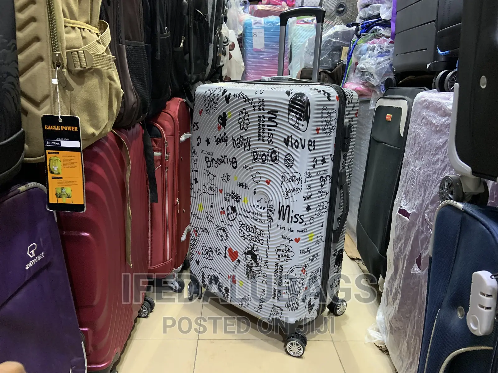 Big Size Flowered Pattern Plastic Travel Luggage