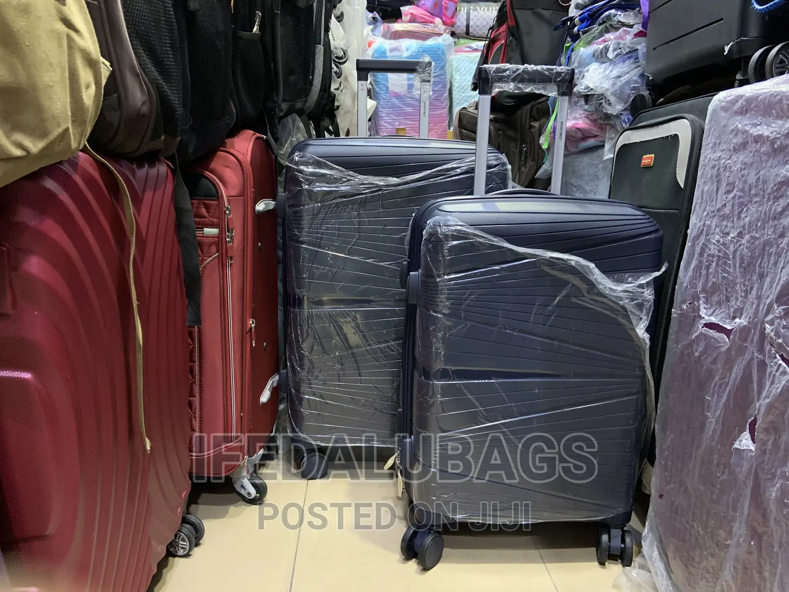 2n1 Navy Blue Unbreakable Plastic Travel Luggage