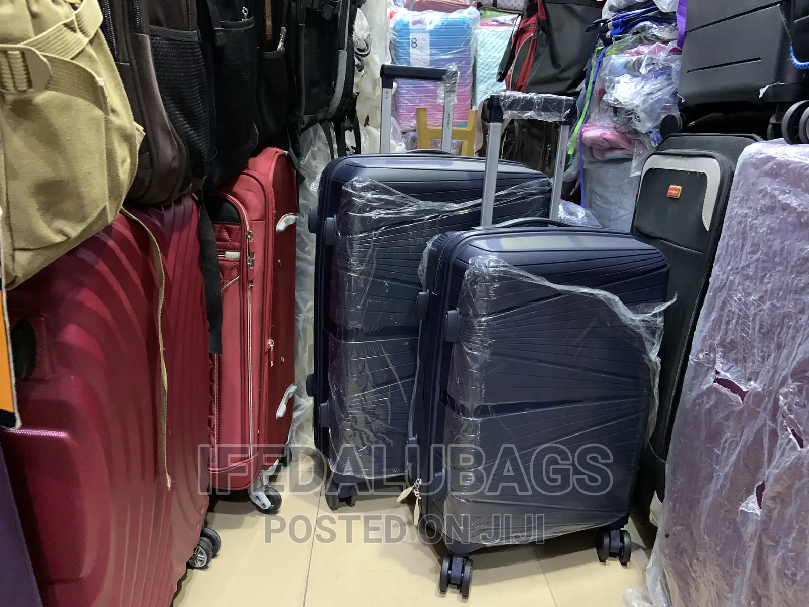 2n1 Navy Blue Unbreakable Plastic Travel Luggage