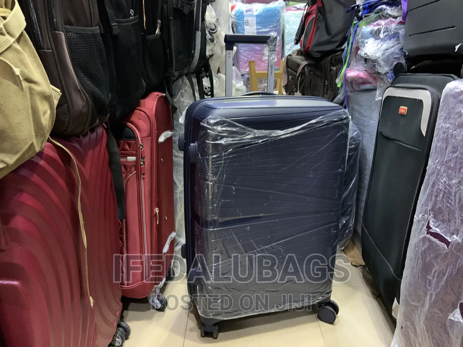 Medium Size Navy Blue Unbreakable Plastic Travel Luggage