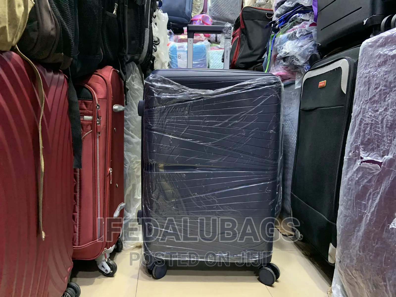 Medium Size Navy Blue Unbreakable Plastic Travel Luggage