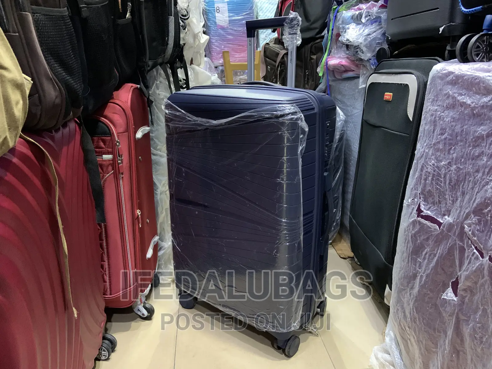 Medium Size Navy Blue Unbreakable Plastic Travel Luggage