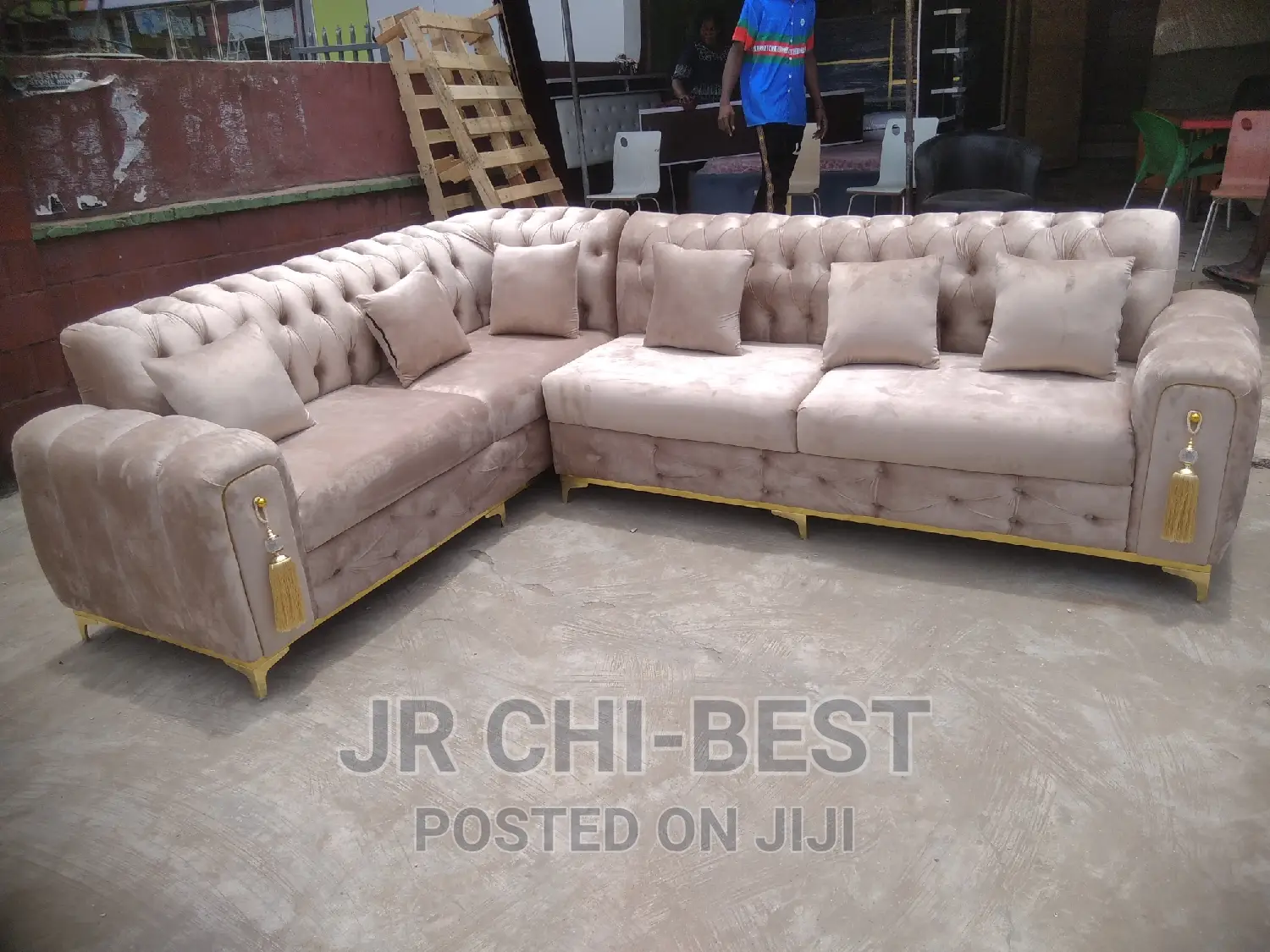 Quality Padded Unphostered Fabric L - Shaped Sofa Chairs