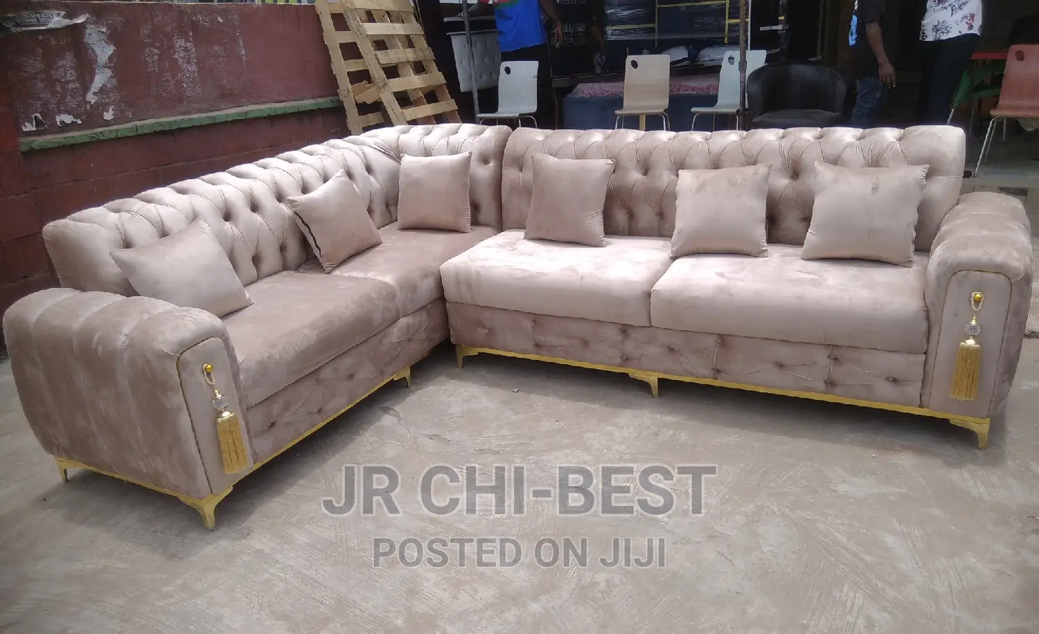 Quality L-Shaped Upholstery Padded Fabric Sofa Chairs