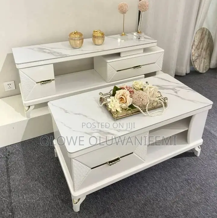 Marble Royal Center Table With TV Shelf Console