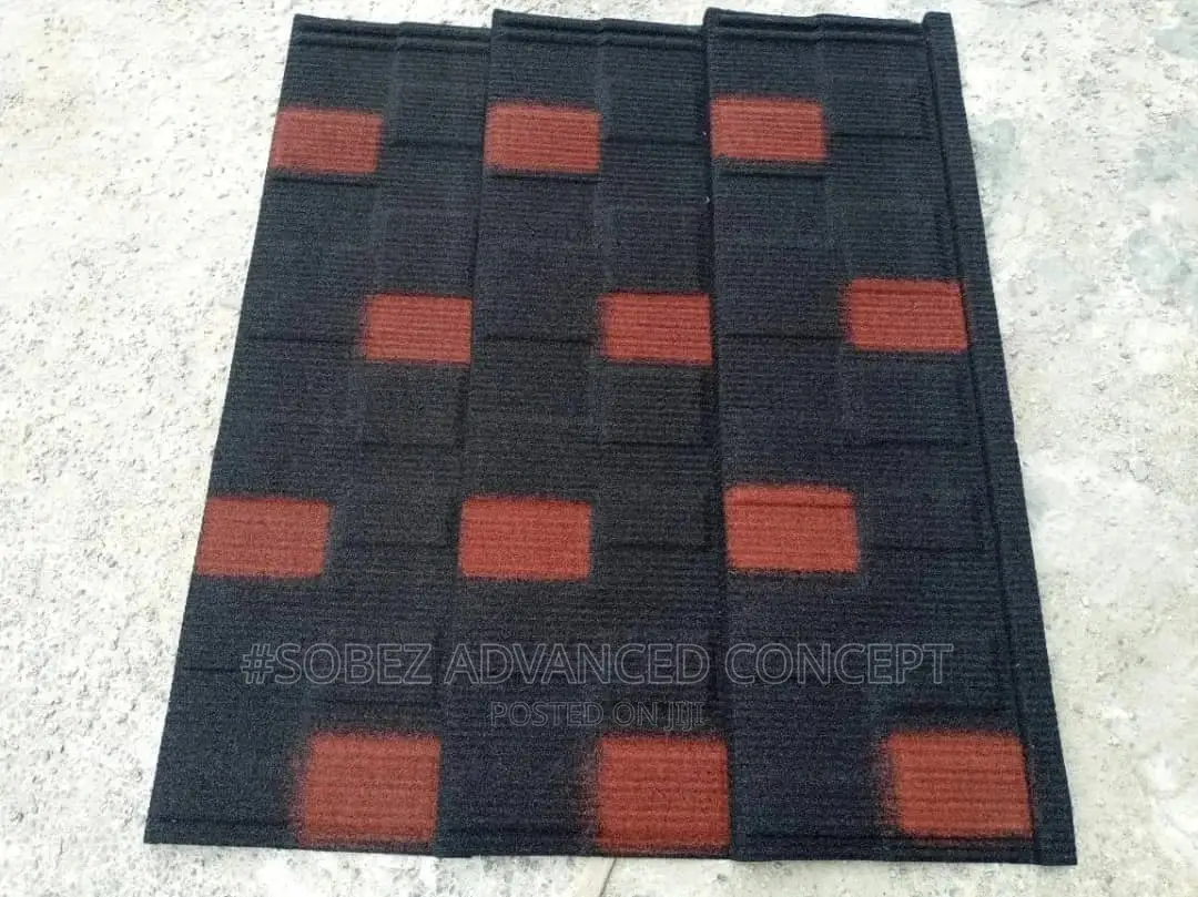 Black and Red Patch Stone Coated Roof Tiles
