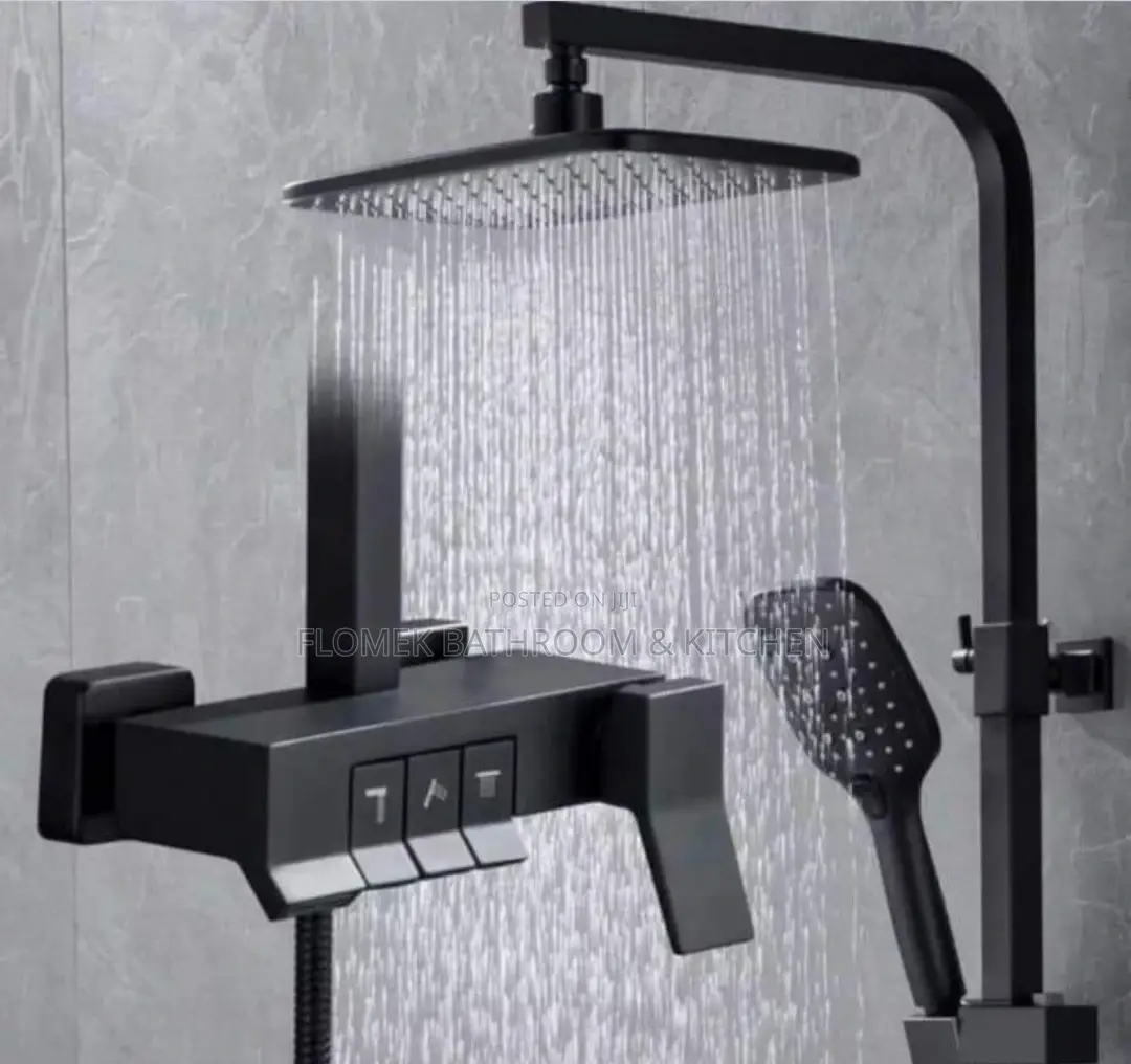 Matte Black Standing Shower