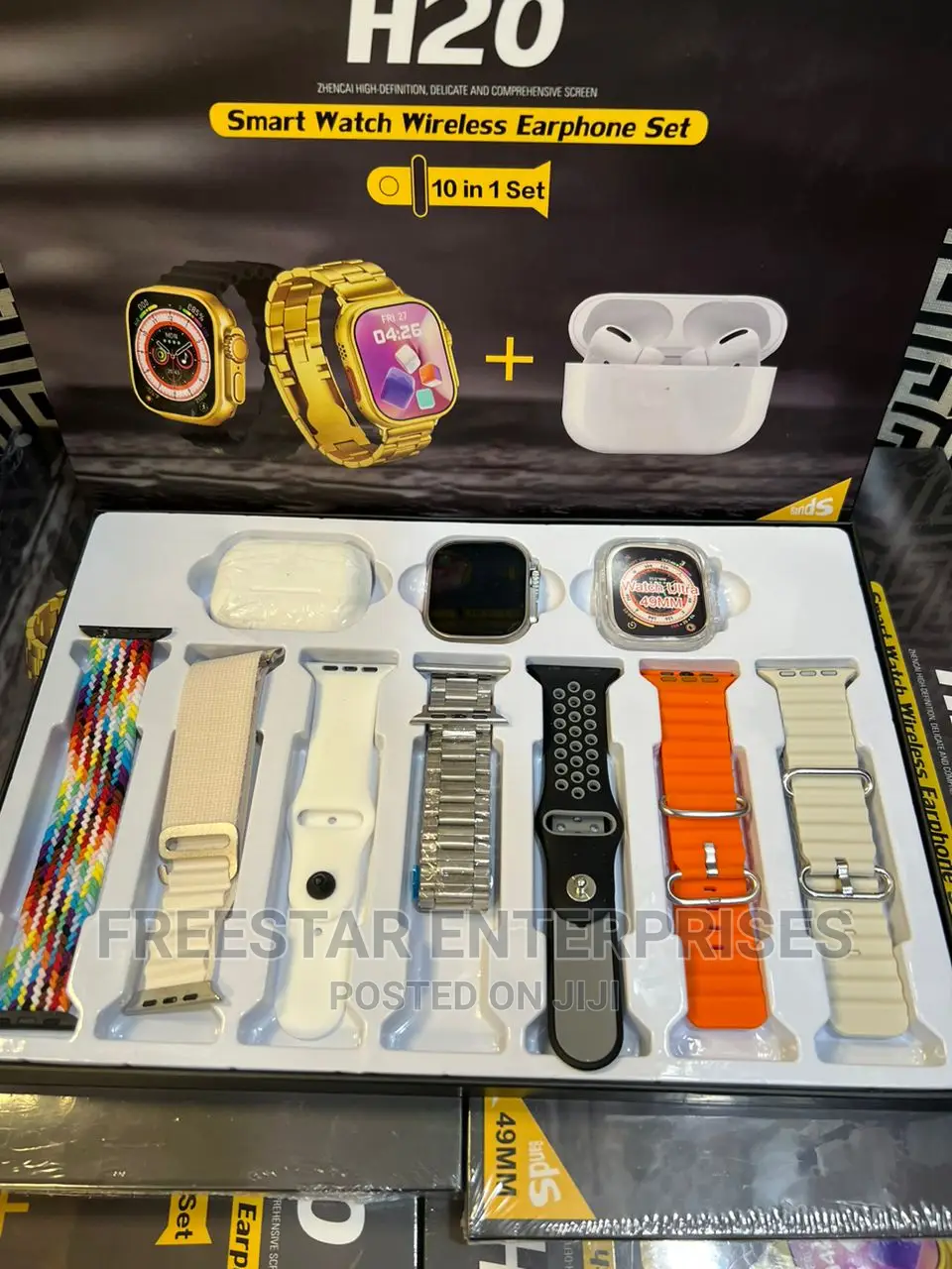 H20 Smart Watch, Airpod, 7 in 1 Watch Straps.