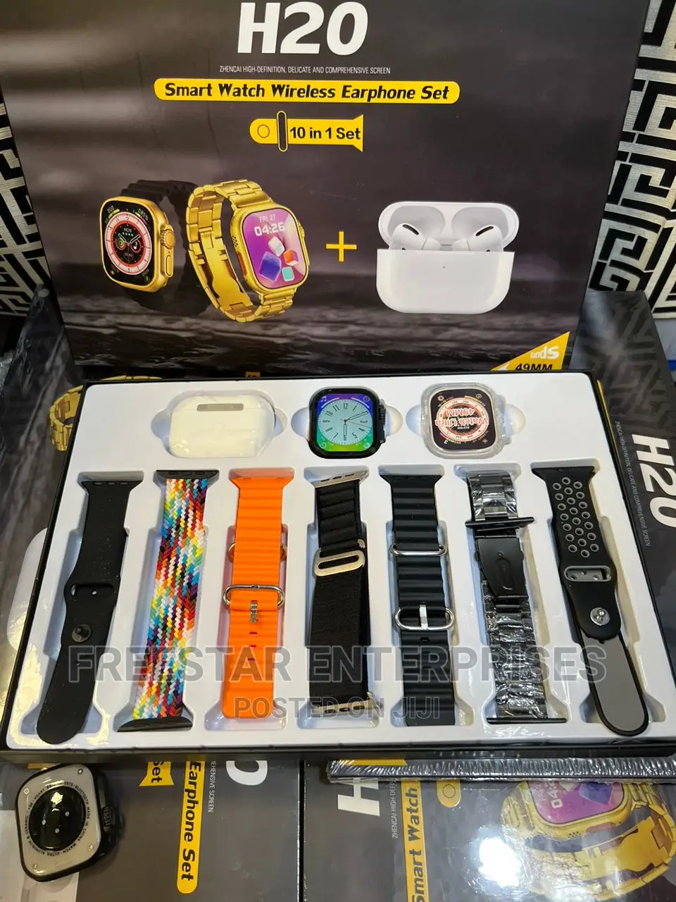 H20 Smart Watch, Airpod, 7 in 1 Watch Straps.