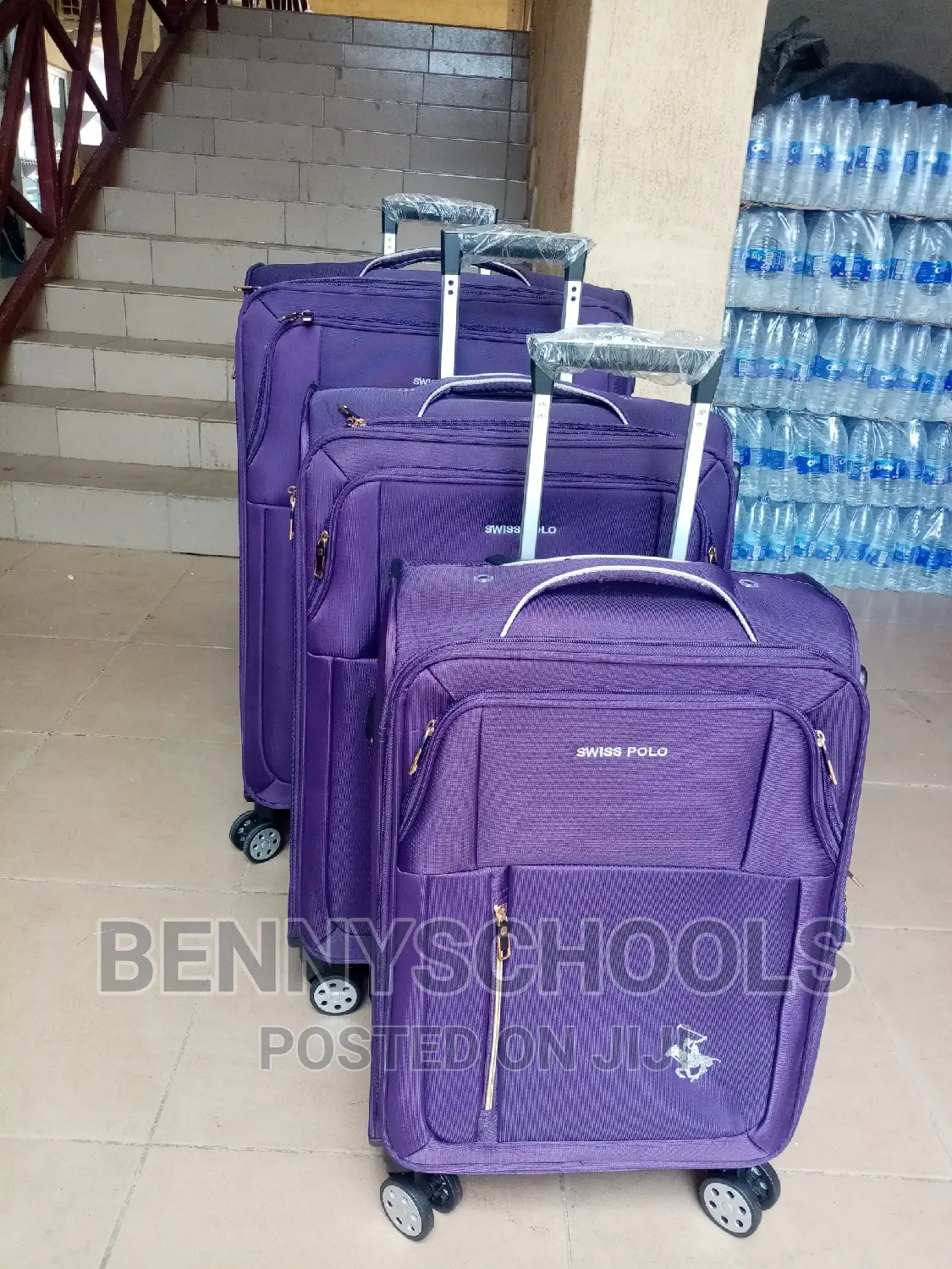 Set of 3 Purple Swiss Polo Traveling Luggage Boxes