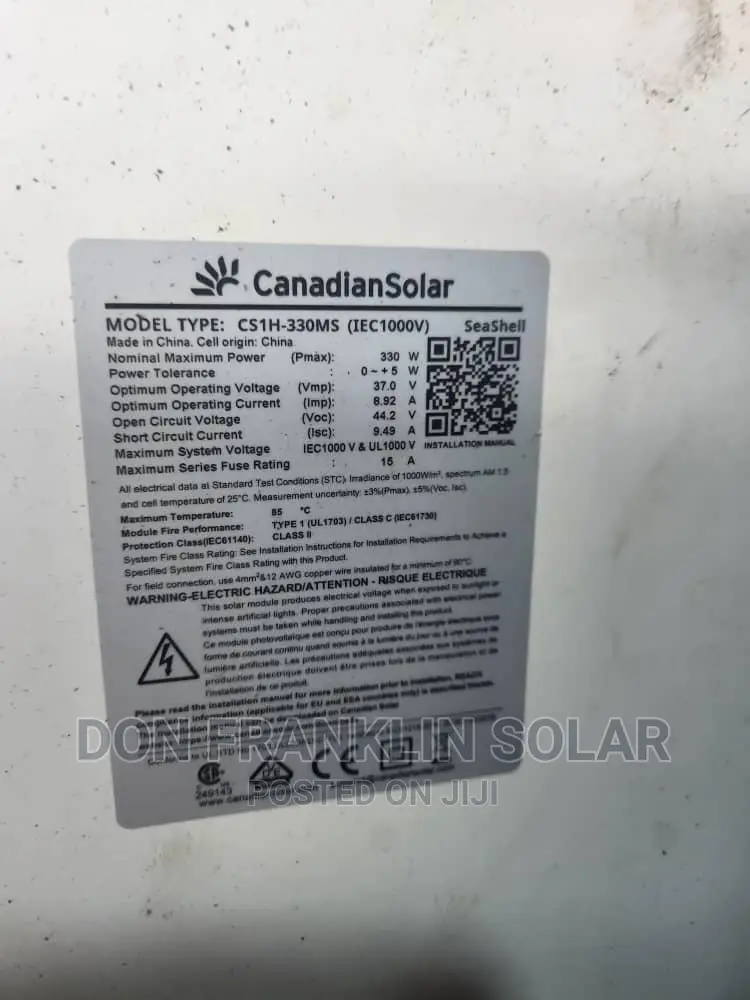 330watts Canadian Mono Solar Panel Fairy Used