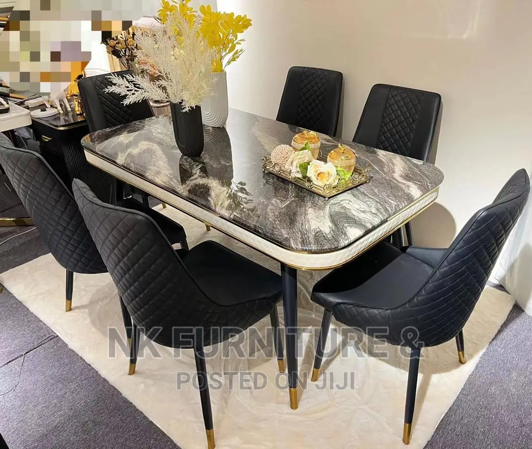Marble Top Dining Table by Six Seater