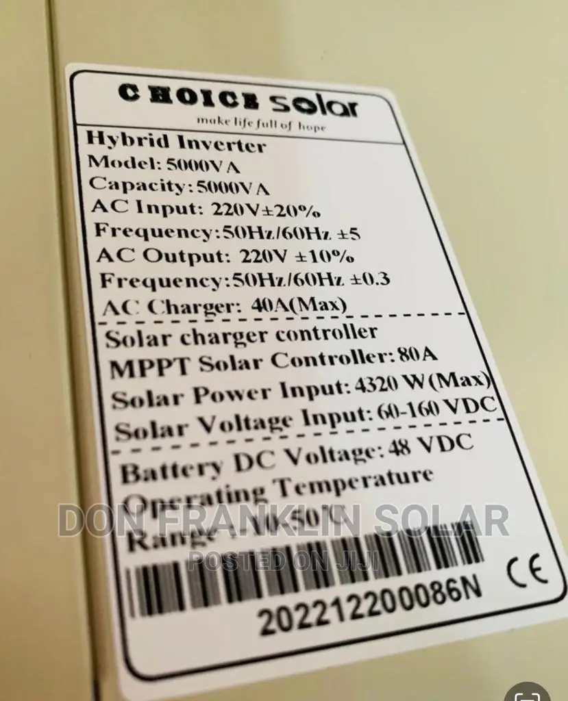 5kva -48v Choice Hybrid Solar Inverter With 80ah