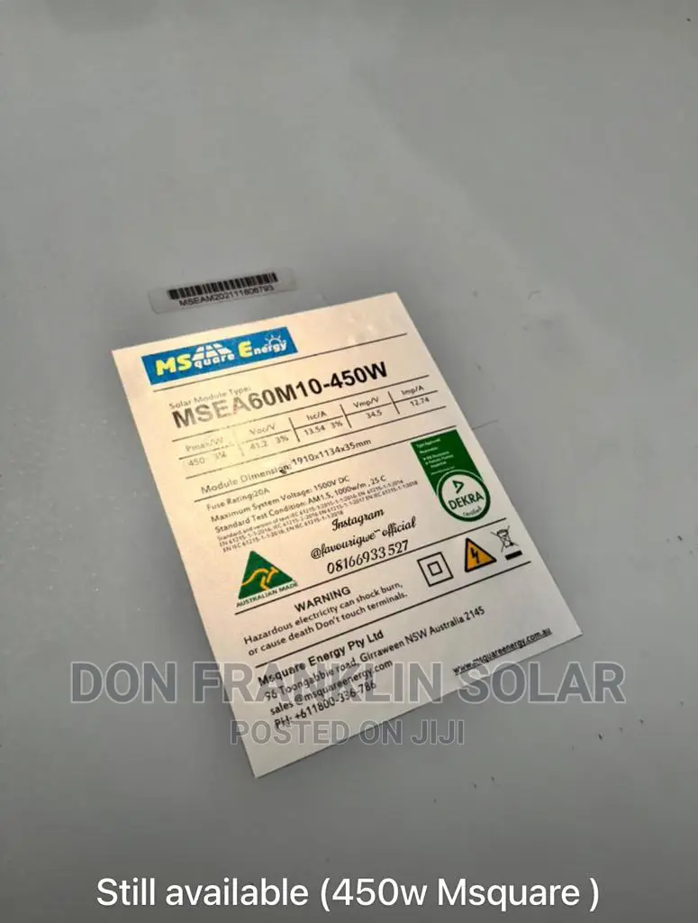 450watts Mono Msquare Brand New Solar Panel High Voltage