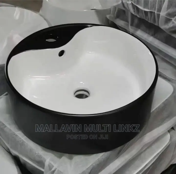 Ceramic White and Black Countertop Basins