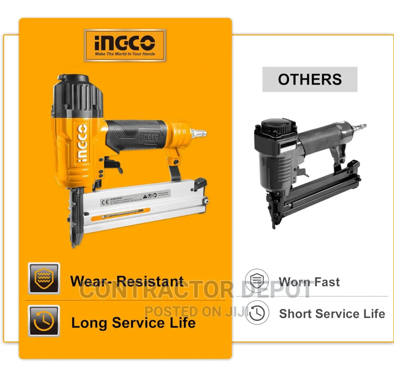 INGCO 2 in 1 Combo Brad Bailer, Air Brad Crown Nailer Ga18