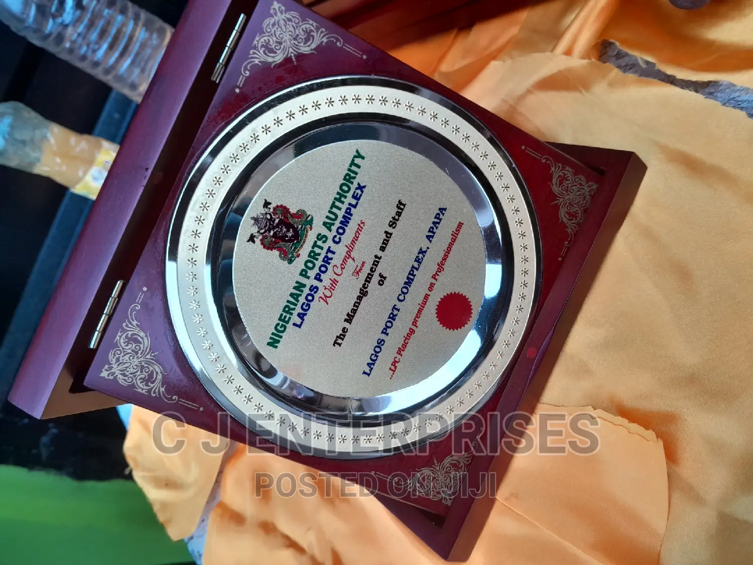 Wooden Award Plaque With Silver Plate