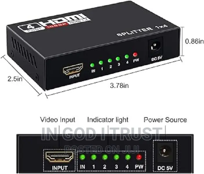 HDMI Splitter 1x4 4kx2k UHD 1080P 3D 1 In 4