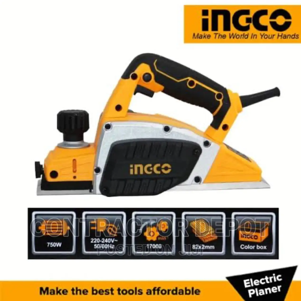 INGCO Electric Wood Planer Woodworking 750W PL7508