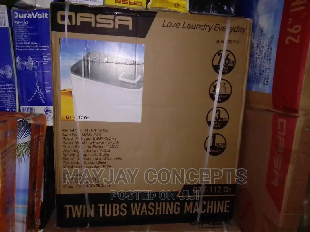 Qasa 7.6kg Double Semi Automatic Washing Machine and Dryer