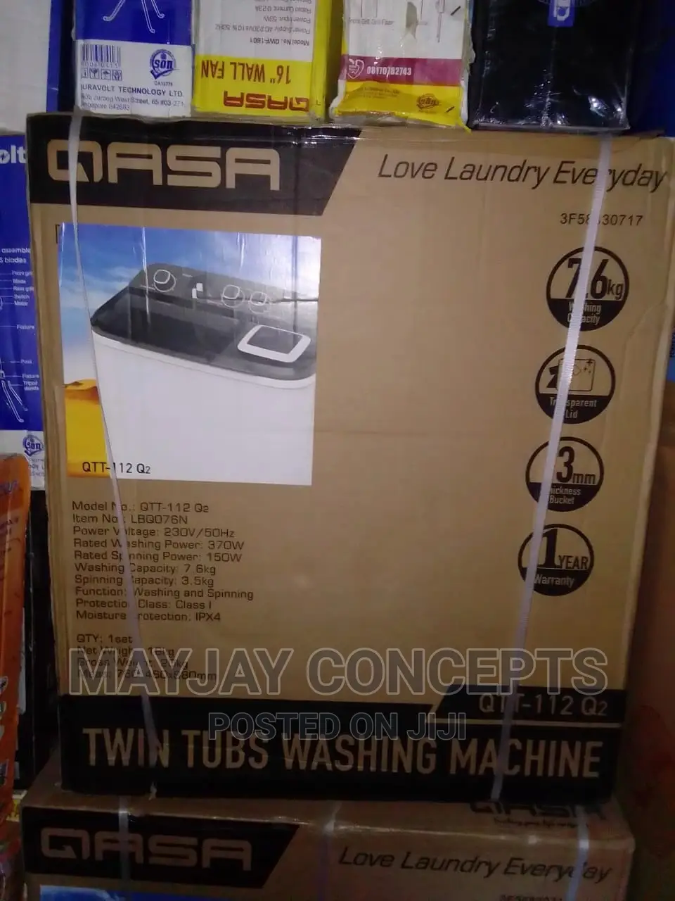 Qasa 7.6kg Double Semi Automatic Washing Machine and Dryer