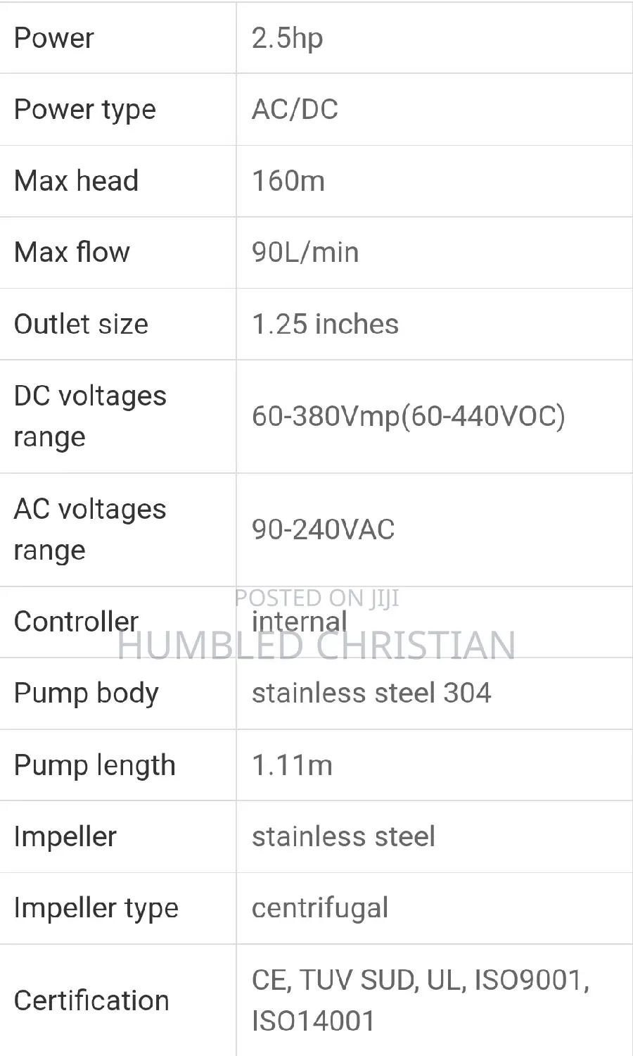 2.5hp Samking Sollar Pump AC-DC