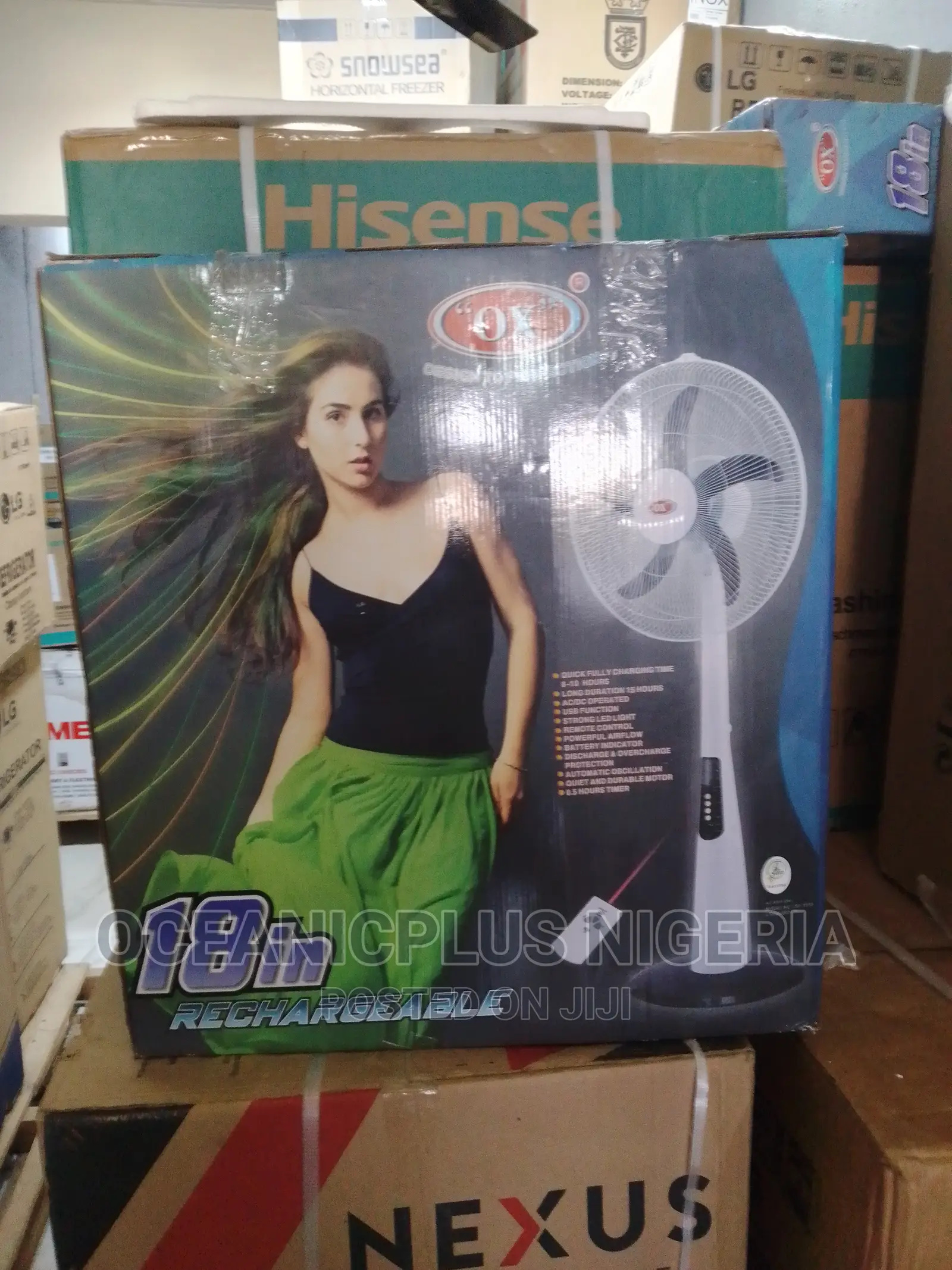 Easy to Use 18-Ox Rechargeable Standing Fan | Remote Control