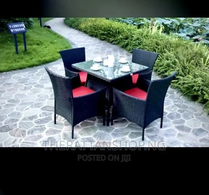 Four Seater, Rattan Chair Set With Glass Topped Table