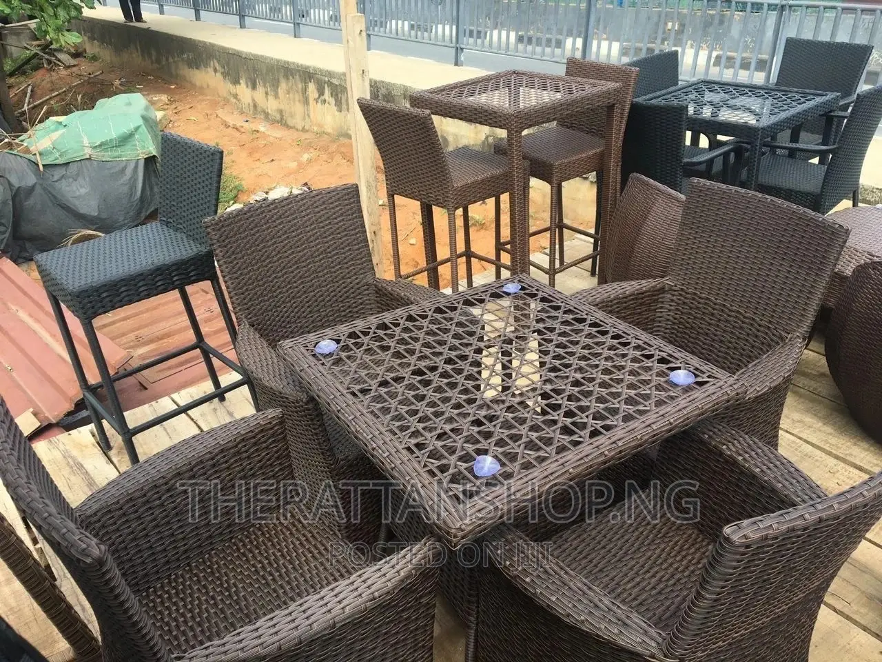 Four Seater, Rattan Chair Set With Glass Topped Table