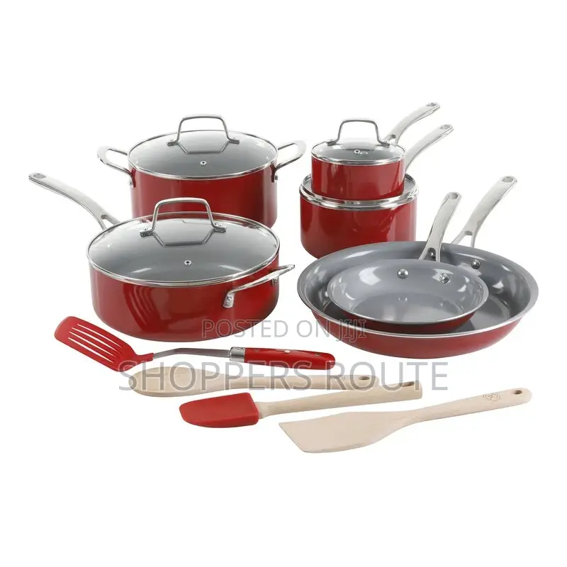 Martha Stewart 14-Piece Gray Ceramic Interior Cookware Set