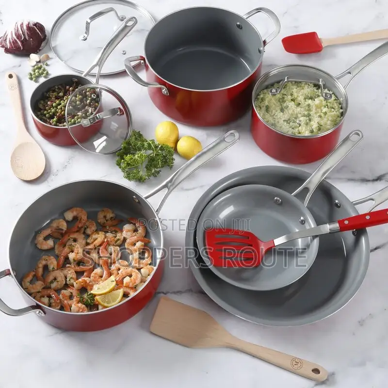 Martha Stewart 14-Piece Gray Ceramic Interior Cookware Set