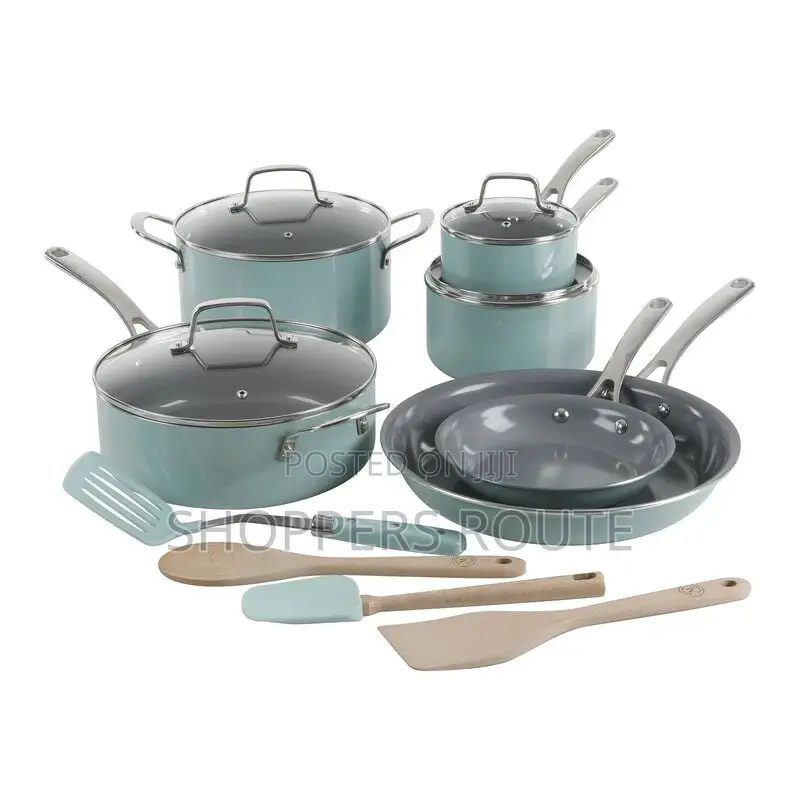 Martha Stewart 14-Piece Gray Ceramic Interior Cookware Set