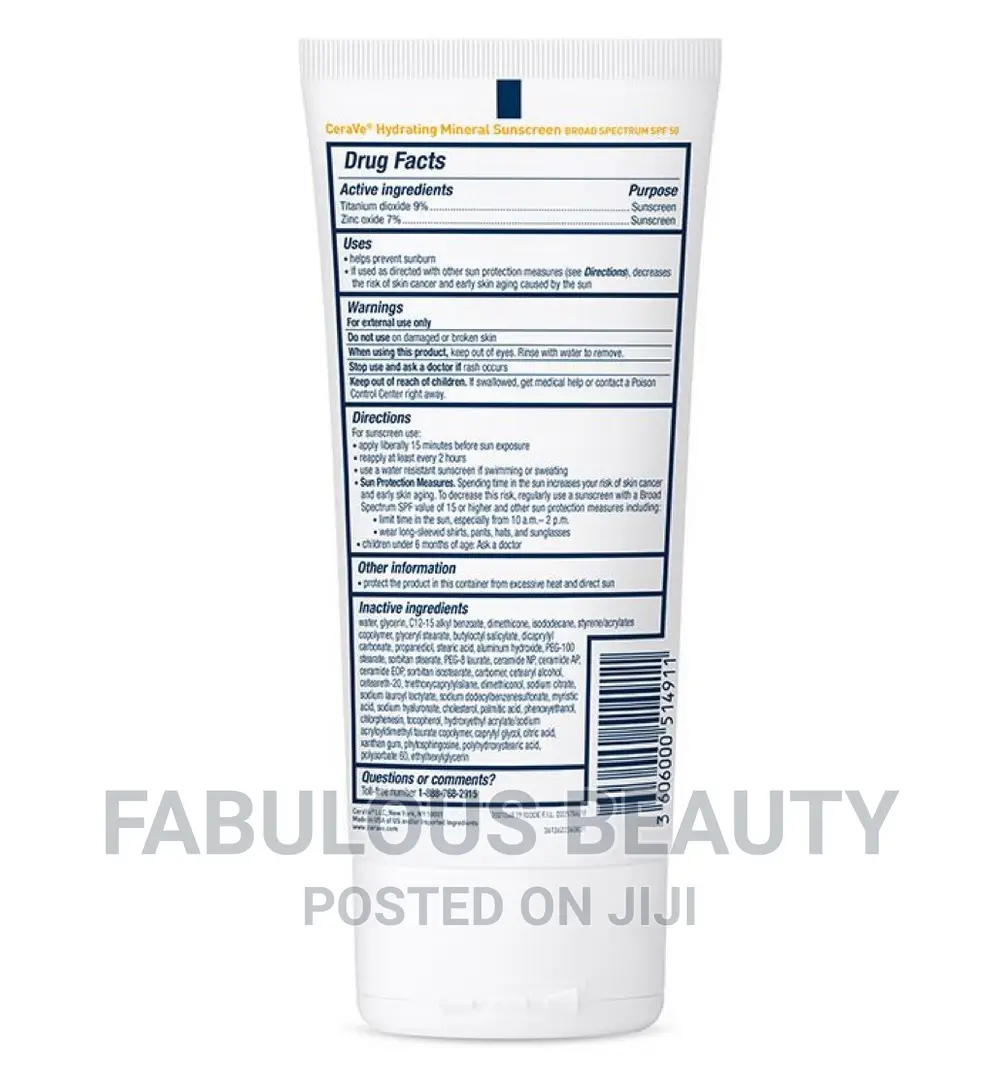 Cerave 100% Mineral Sunscreen SPF 50