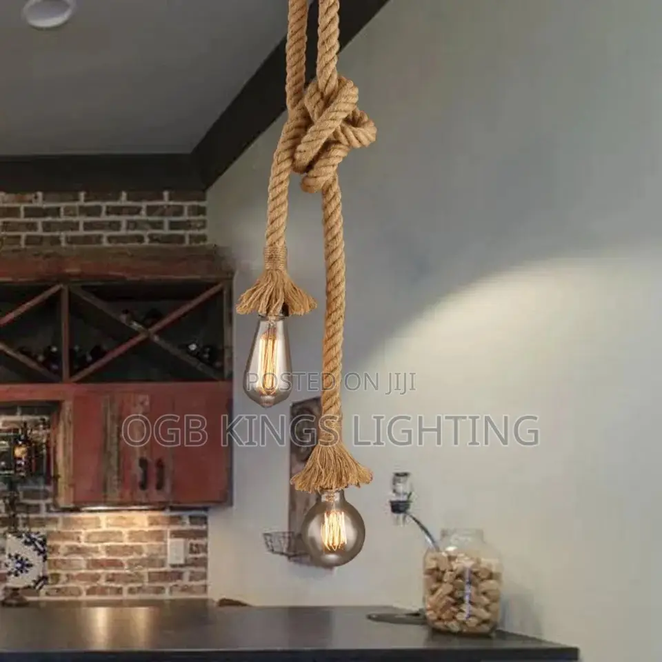 Edison E27 Vintage Chandelier Lamp American Retor Hemp Rope