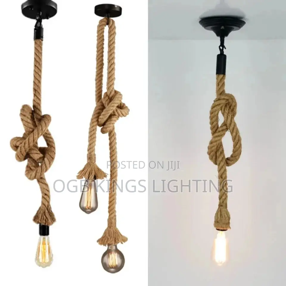 Edison E27 Vintage Chandelier Lamp American Retor Hemp Rope