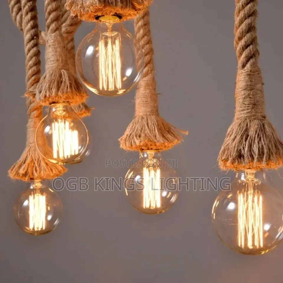 Edison E27 Vintage Chandelier Lamp American Retor Hemp Rope