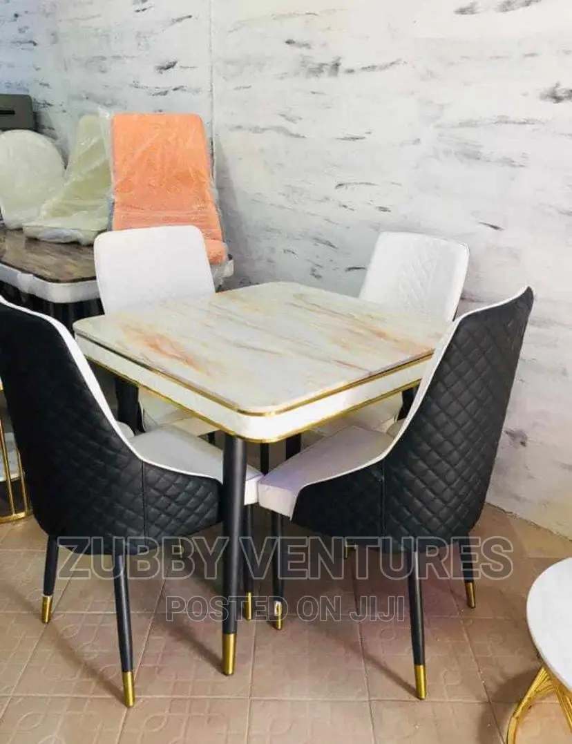 Brand New and Imported Marble Top Dining With Four Chairs