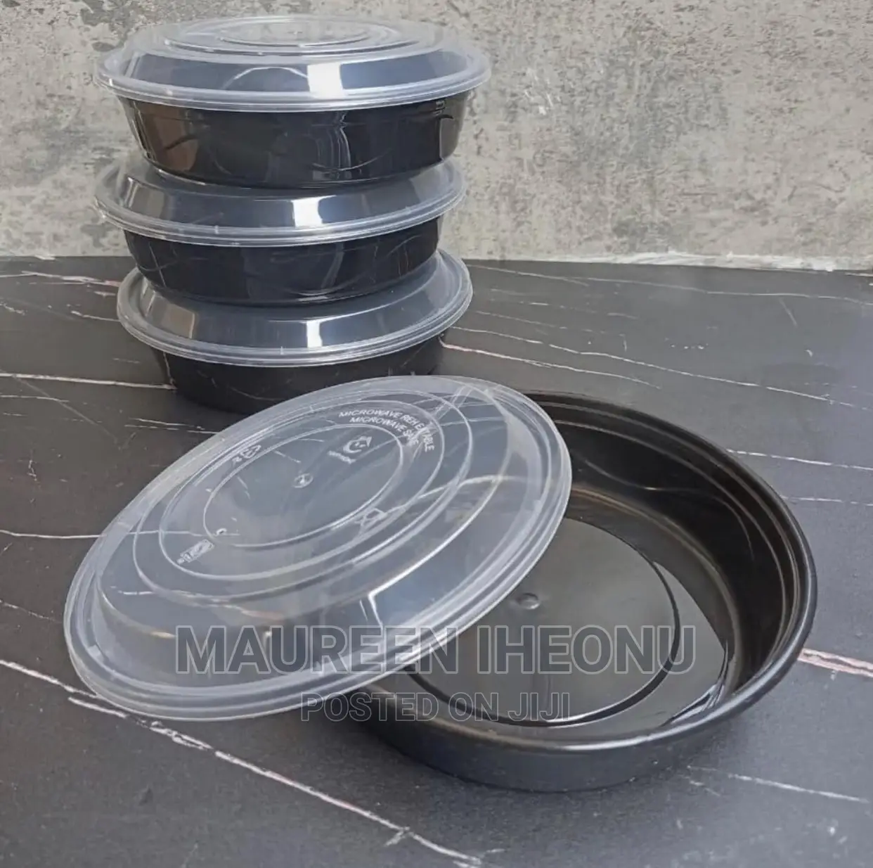 Round Black Plate With Transparent Lid - 50 PCS