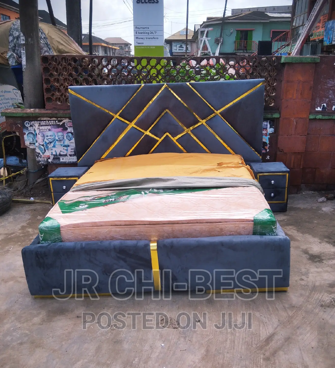 Upholstery Padded HDF 6 by 6 Bedframe With 2 Bedsides