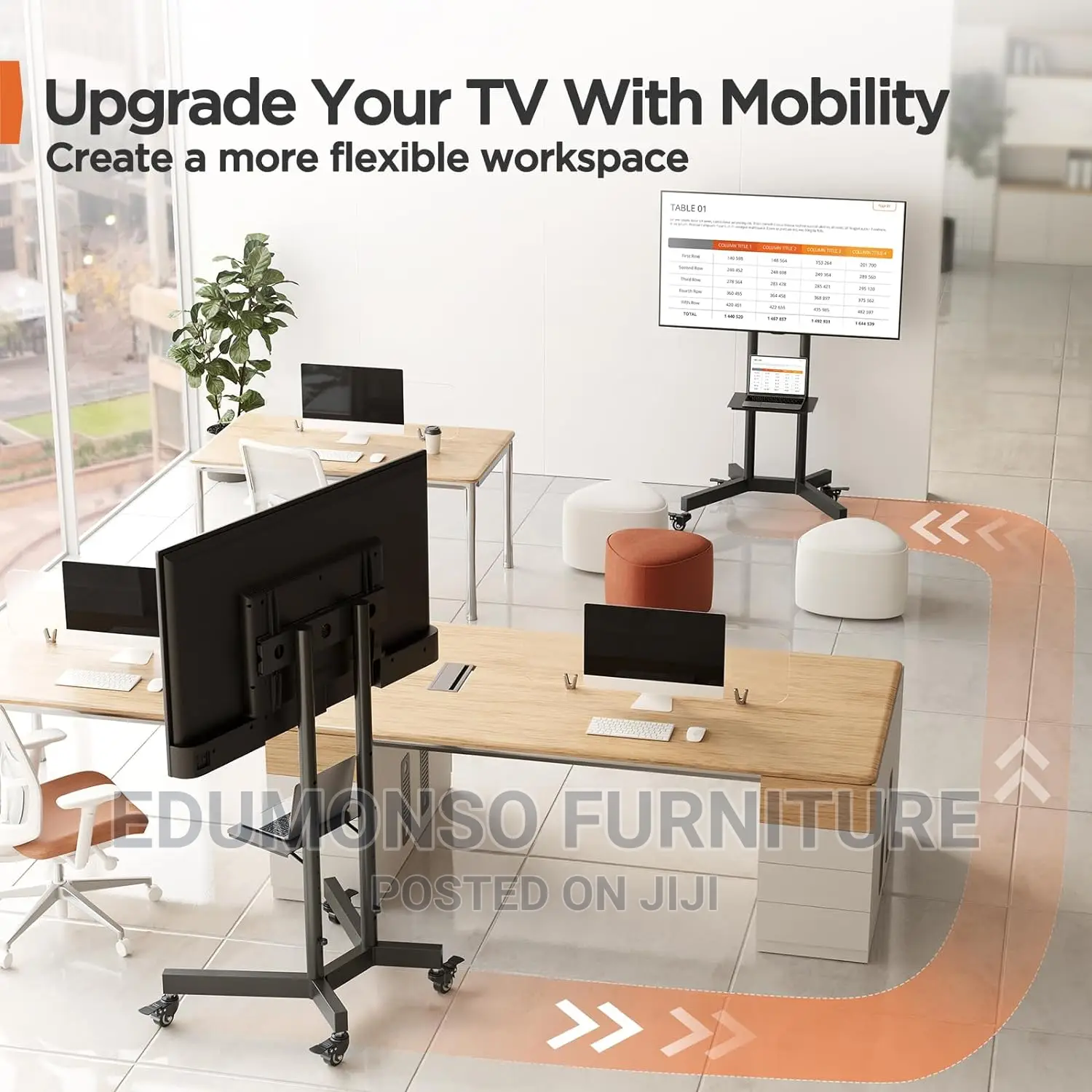 Rolling Tv Stand for 32-70 Inch Screens Up to 132 LBS