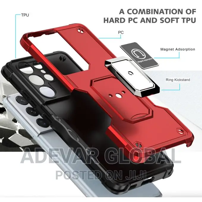 Galaxy S21 Ultra 5G Case Pouch Metal Ring Magnetic Kickstand
