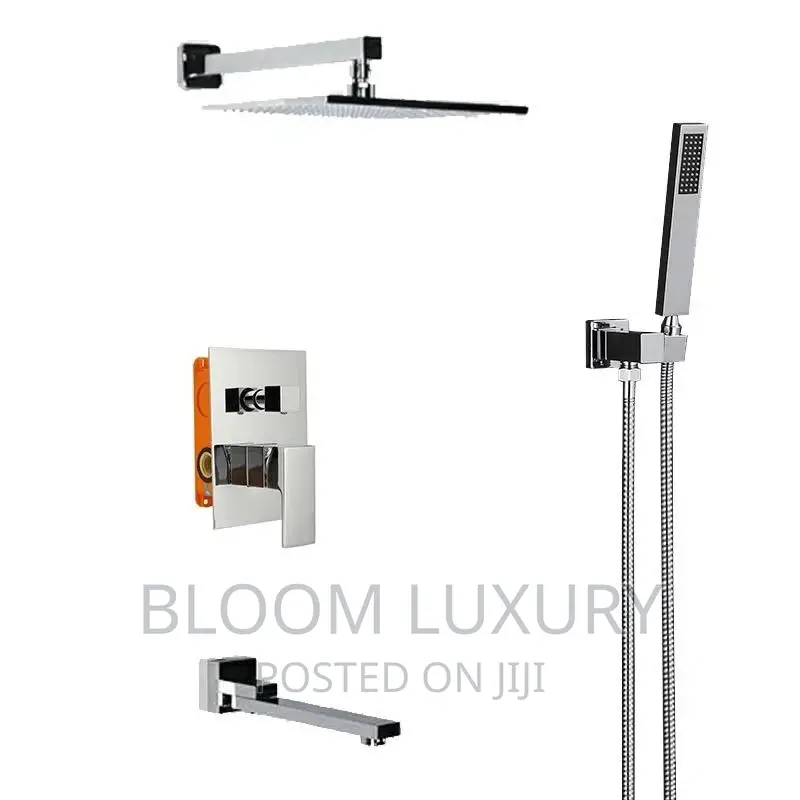 Chrome 5 Ways Conduit Shower 12" Rose