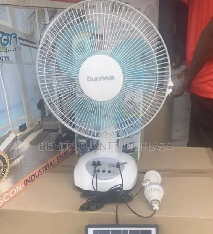 Solar Rechargeable Fan With 2bulbs