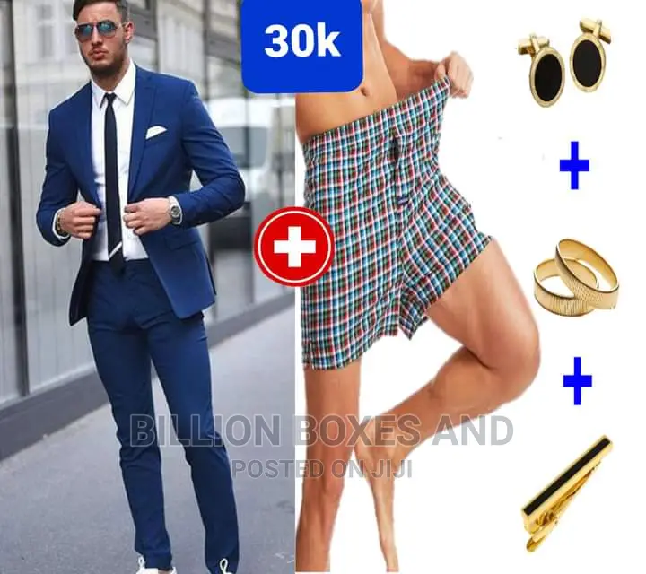 Quality Wedding Suit Navy Blue Plus Gifts