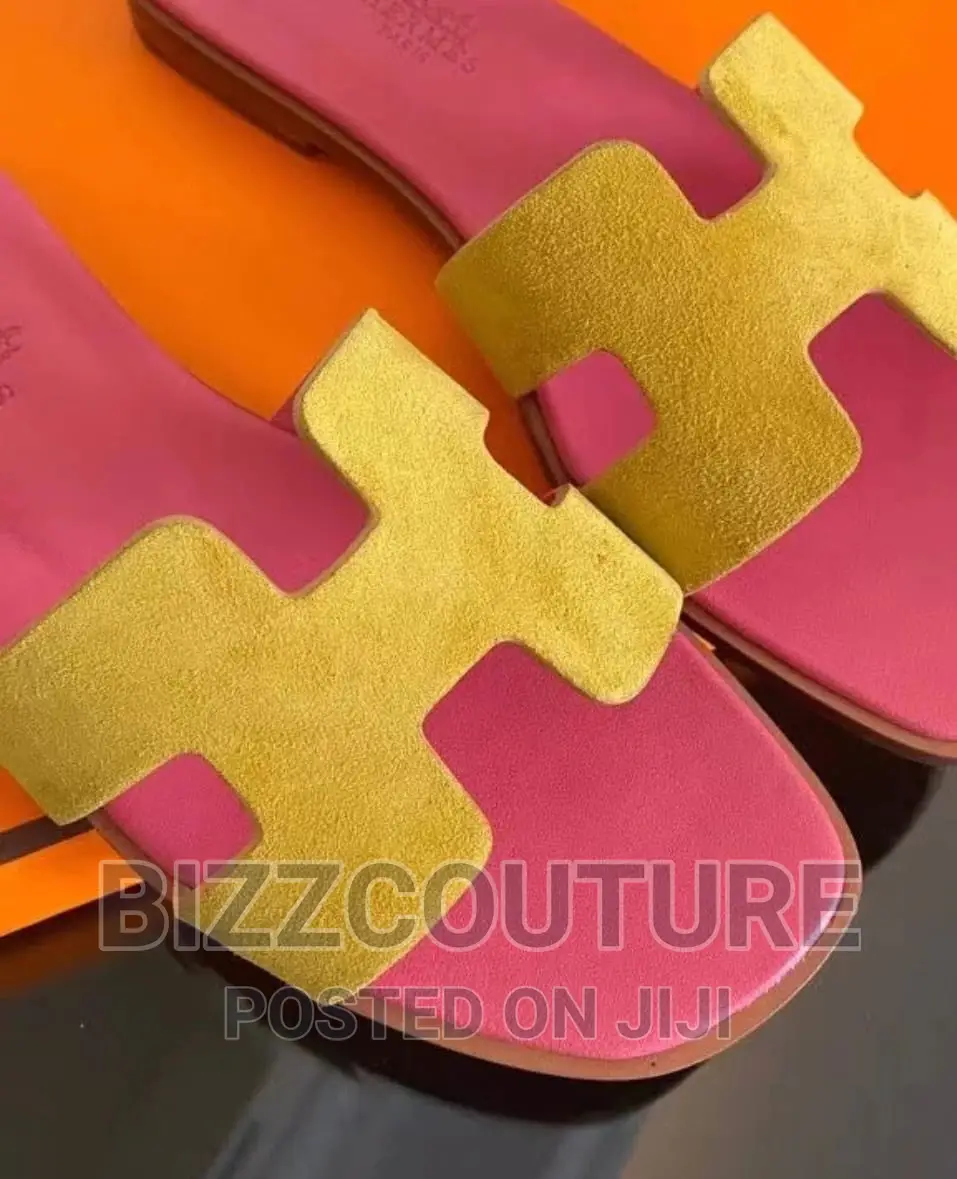 Original HERMES Leather Slippers Available in Store