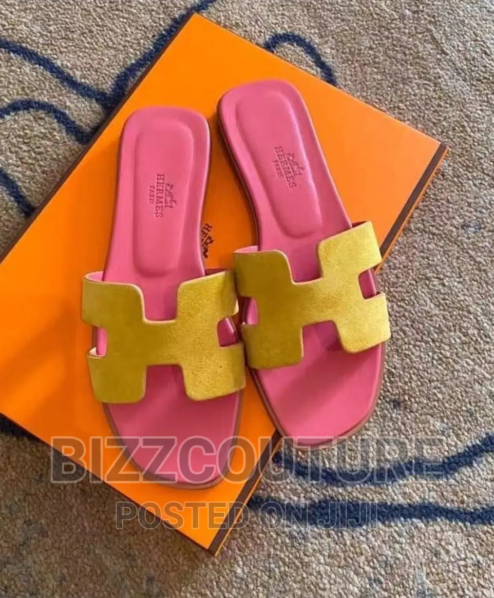 Original HERMES Leather Slippers Available in Store