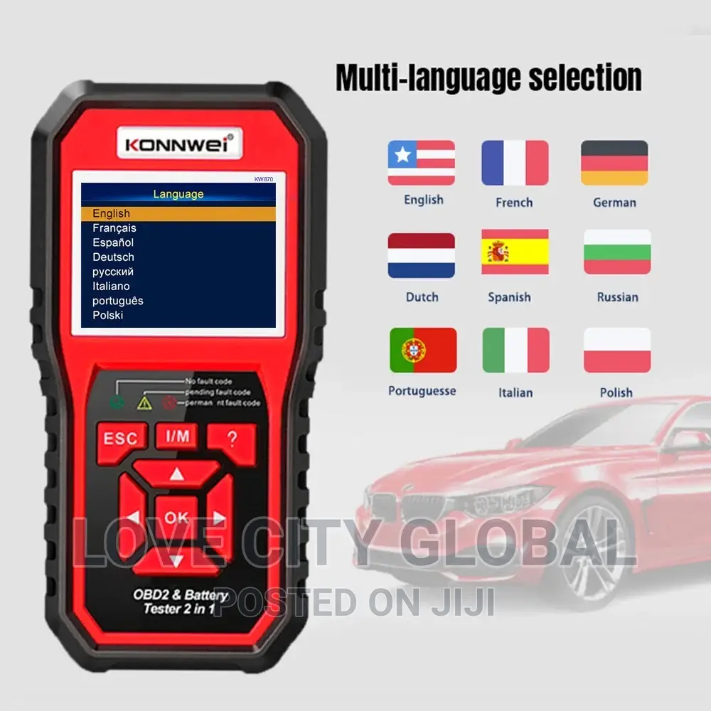 KW870 Car Motorcycle Battery Tester, OBDII Diagnostic Scan