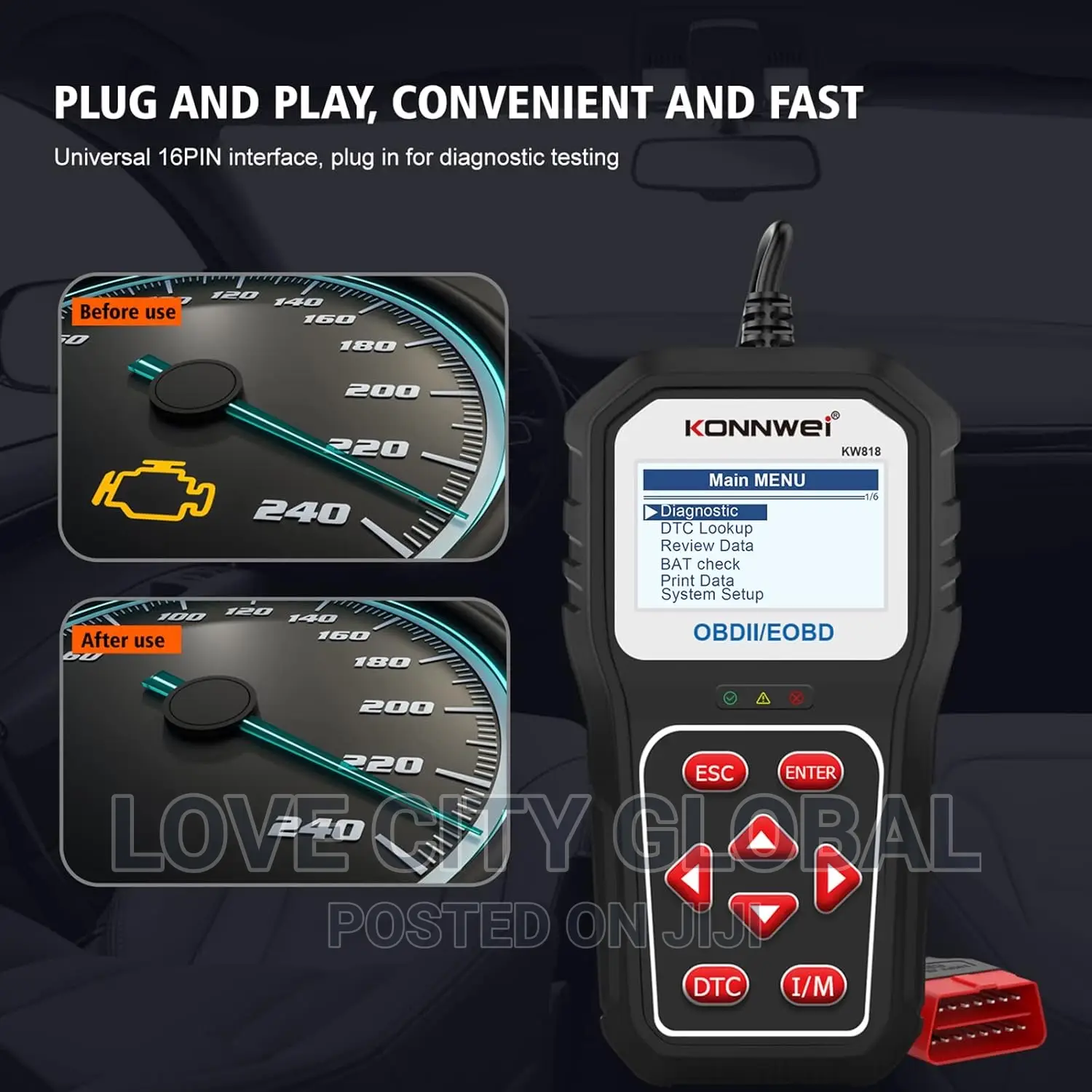 Konnwei KW818 Auto Scan OBD2 Diagnostics Check Engine & All