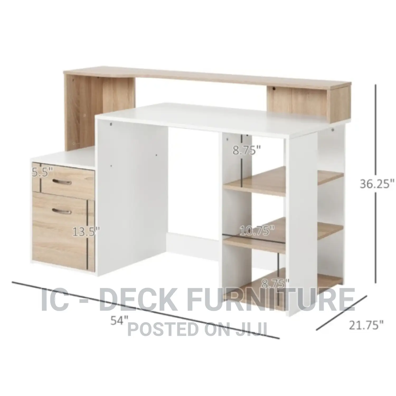 DSK2 Modern Computer Desk, Multi-Shelf Home/Office Desk