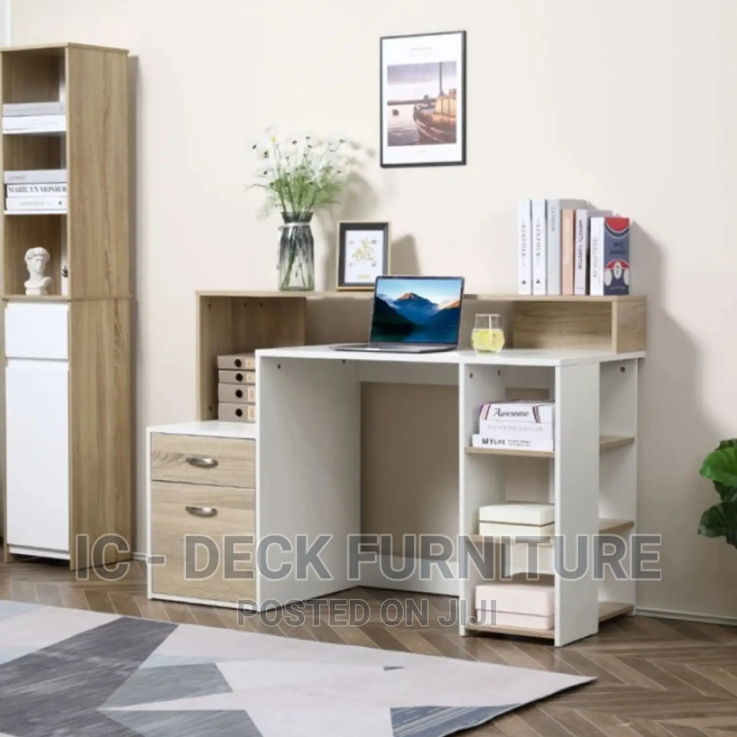 DSK2 Modern Computer Desk, Multi-Shelf Home/Office Desk